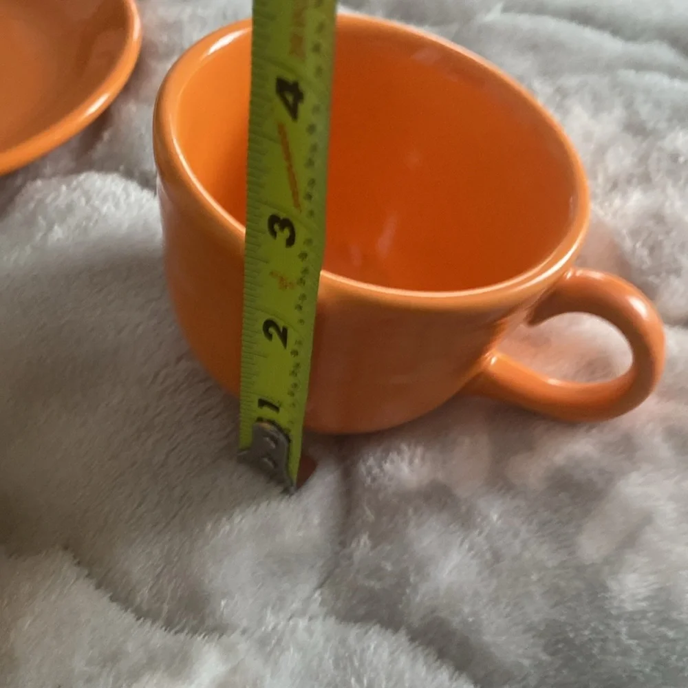 Fiesta Homer Laughlin Orange Teacup Set Saucers Cups Lead Free USA‎ made
